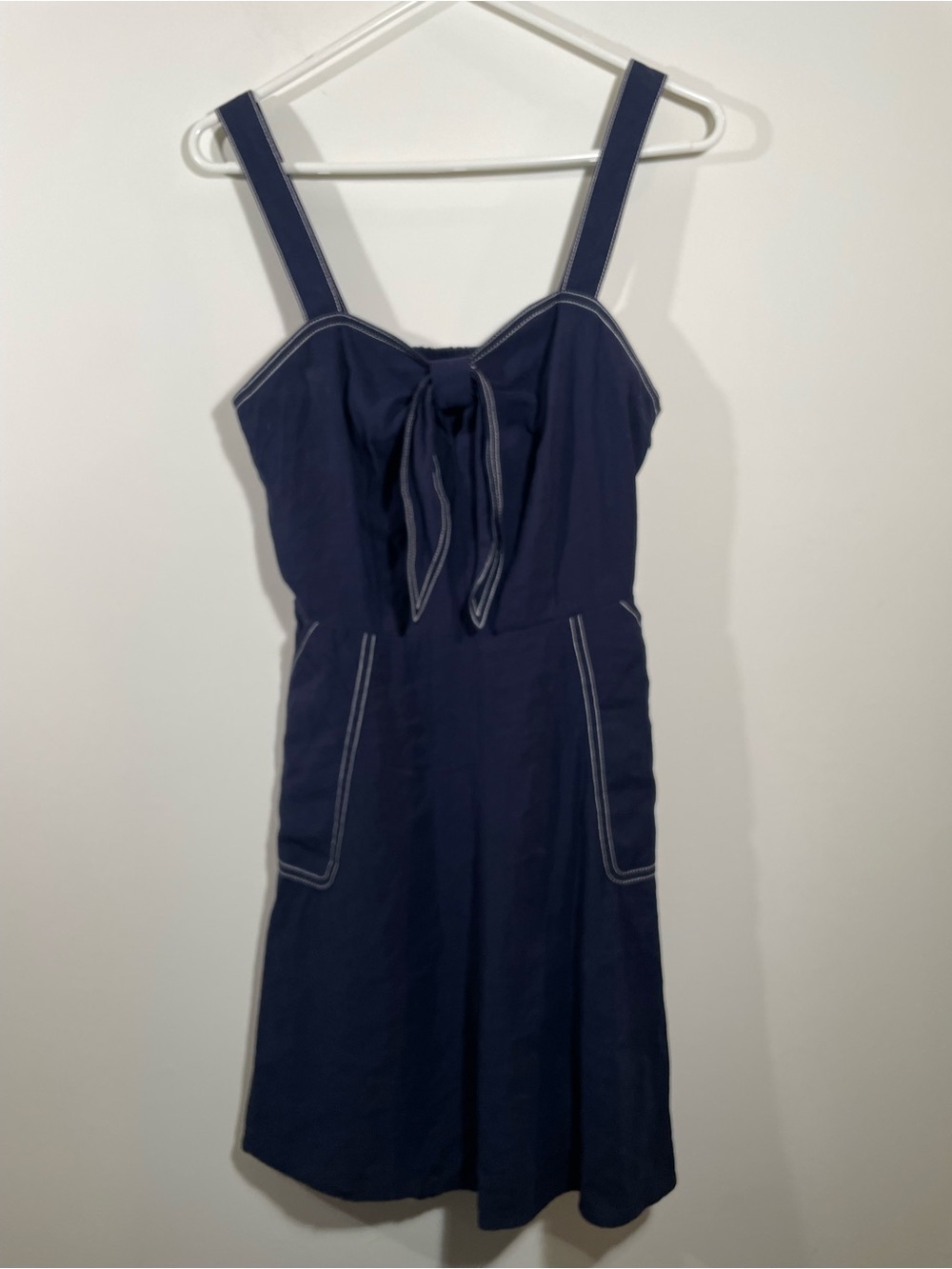 A New Day M nautical retro navy sundress white stitching adjustable straps M